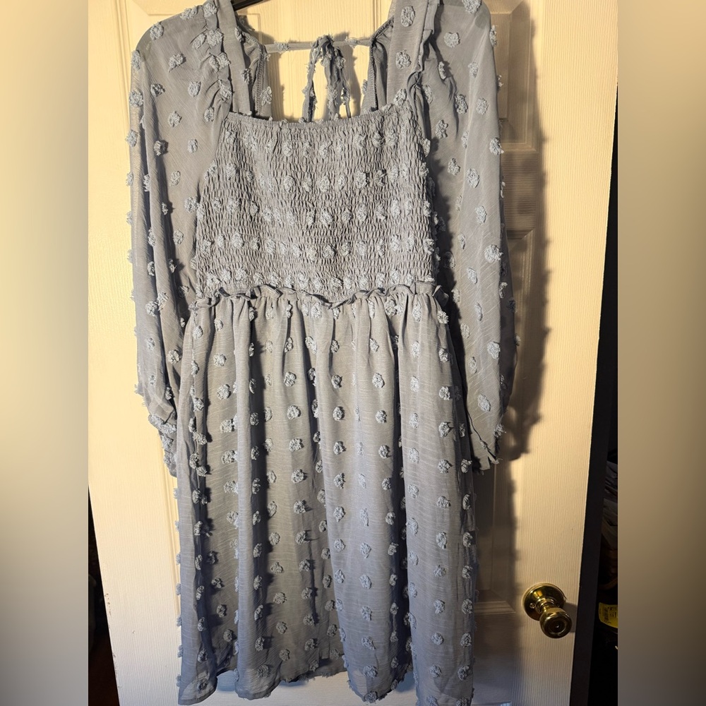 Elegant Long Sleeve Blue Dress